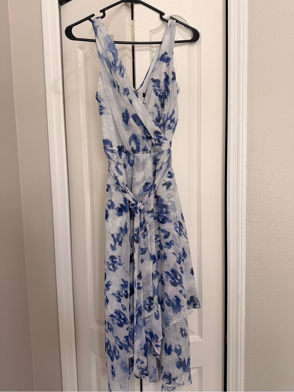 DKNY Blue and White Floral Wrap Dress